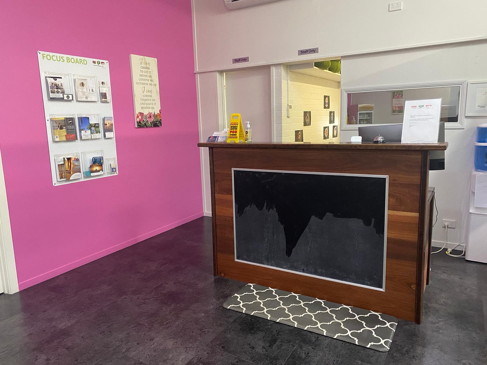 Reception & Focus Board — Bottoms Up Colonics Whitsunday
